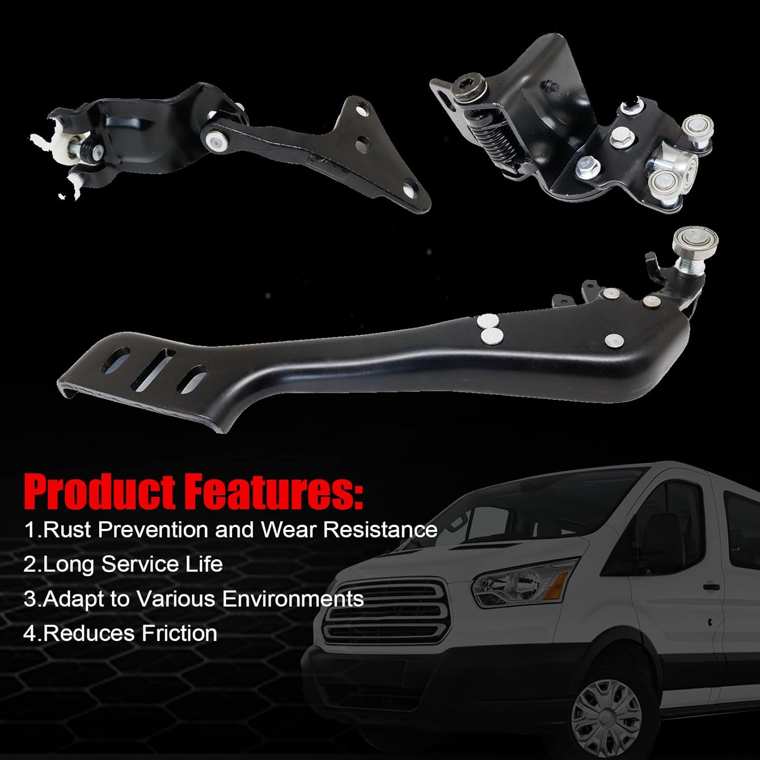 FZJDSD Sliding Door Hinge Roller Set Right Side BK3Z1525028A KK3Z1525028AA KK3Z1525028E Compatible with Ford Transit 150 250 350 350HD 2015-2020 Sliding Door Hinge Roller Assembly Set