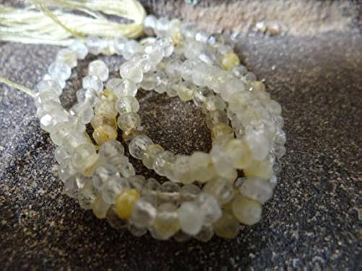 Quartz rutilé doré LKBEADS perles rondelles 3mm pierre naturelle facettée