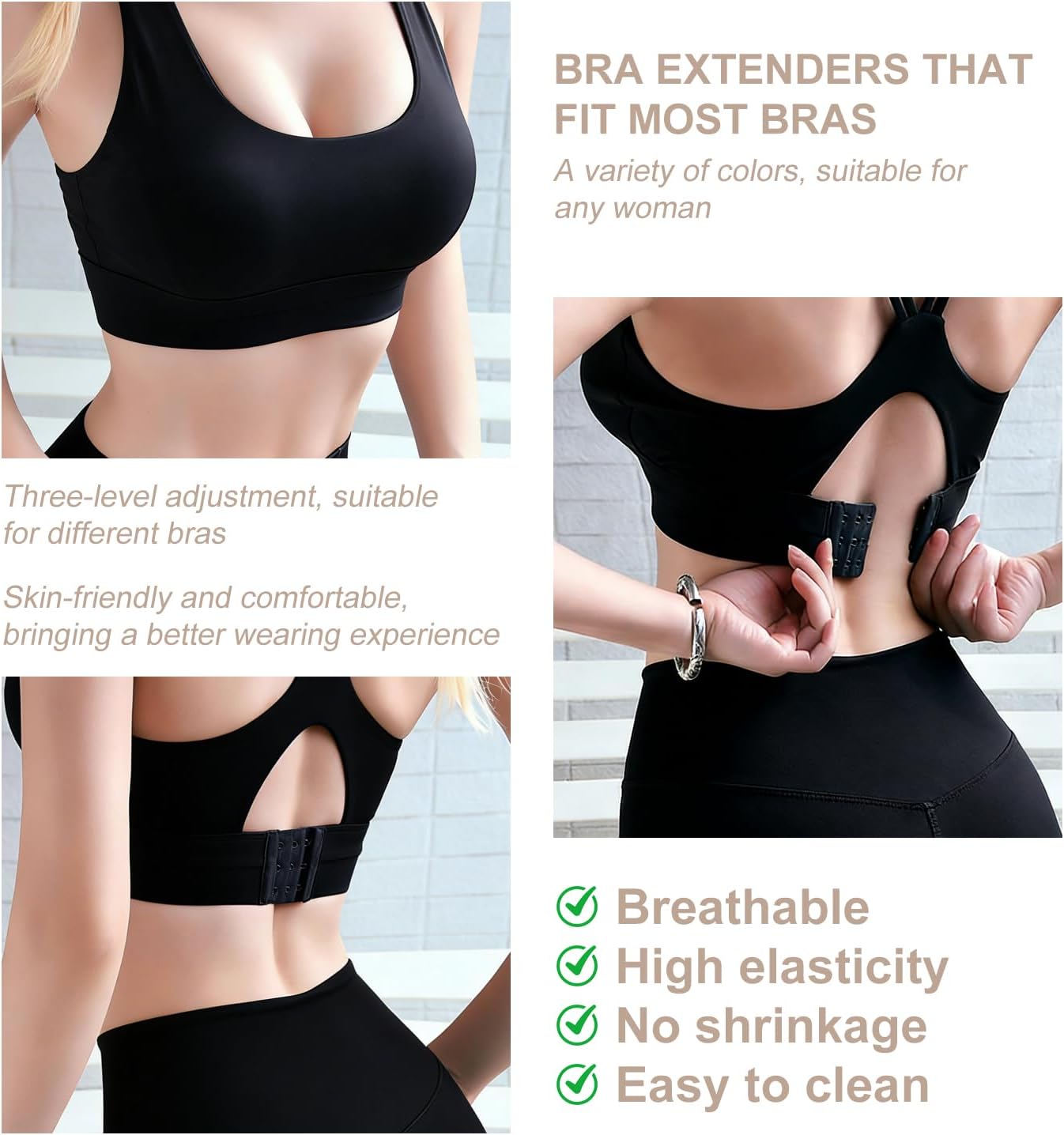 6 PCS Women's Bra Extenders - Adjustable Elastic Strap Extenders for Plus Size