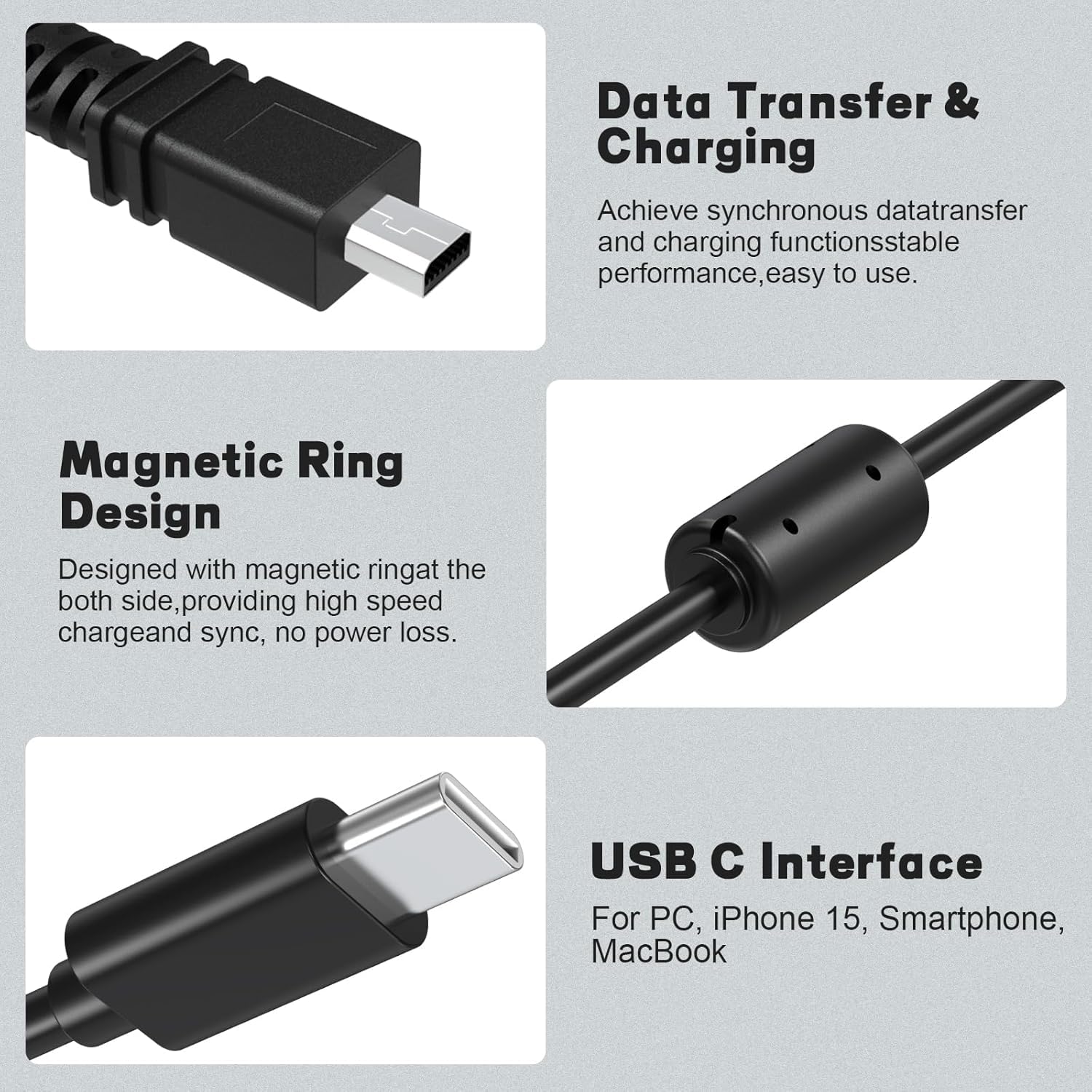Amazon.com: UC-E6 USB C Cable, USB C to Mini 8-Pin Camera Cable