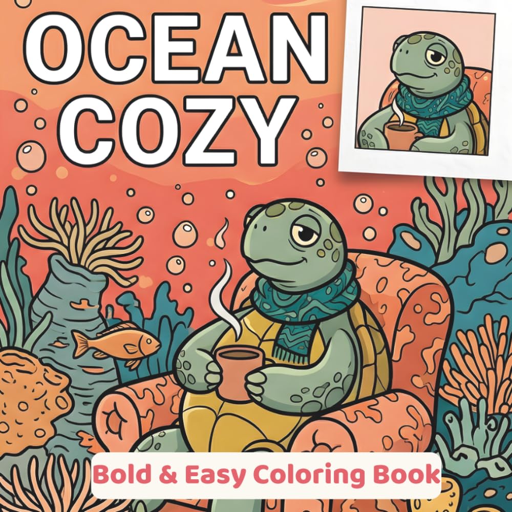Ocean Cozy: A Sea Life Coloring Book for Adults: 50 Bold & Easy Underwater Scenes with Charming Sea Creatures, Cozy Ocean Homes, and Peaceful Deep-Sea ... Adults Who Need a Little Blue in Their Day.