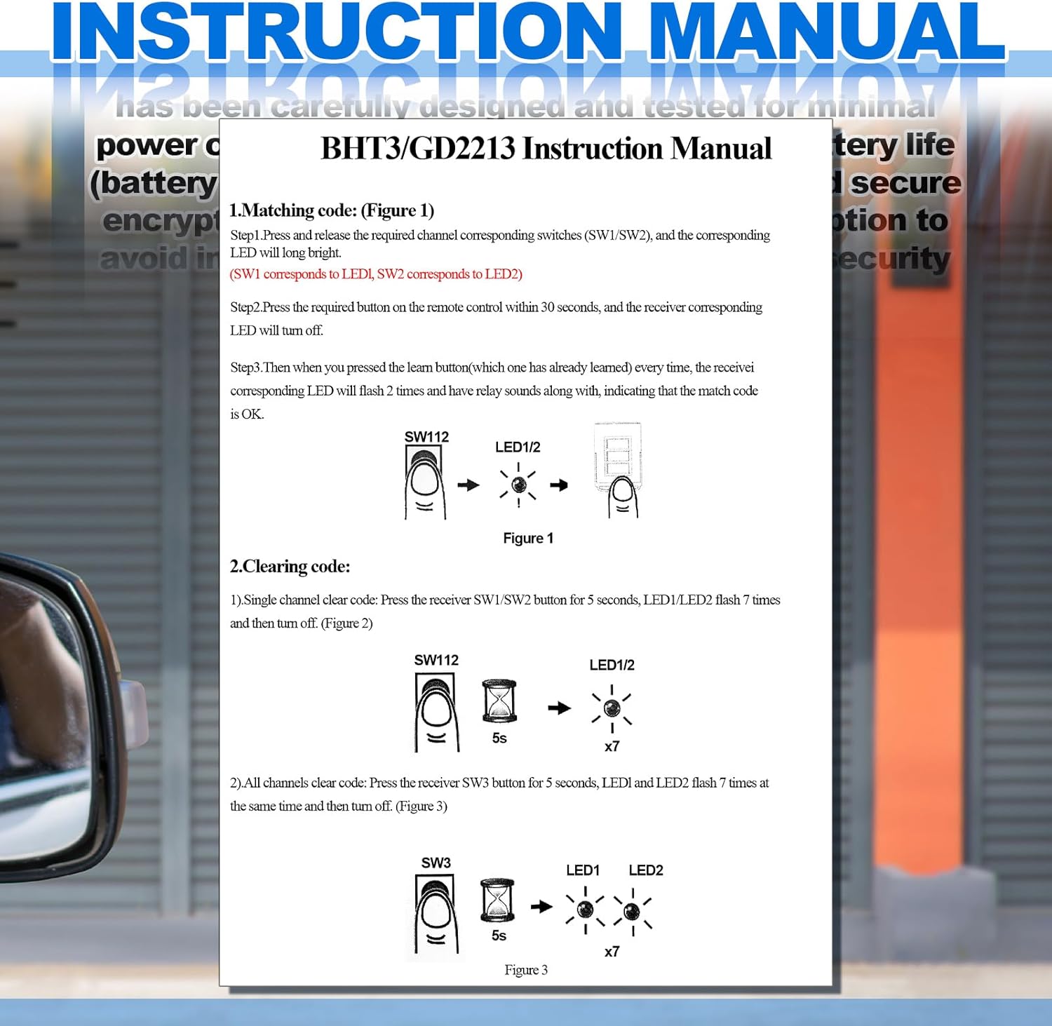 Kingdder 2 Pieces Garage Door Remote Compatible with Guardian 2211 L 2 Button Garage Door Remote Transmitter 303mhz/390mhz Gate Opener Transmitter with Keychain