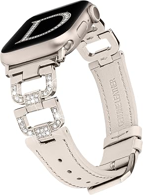 Wearlizer Compatible with Apple Watch Bands Women 41/40/38/44/45/46/49/42mm | Dressy Fancy Bling D-Shape Diamond Strap for iWatch Series 11 10 9 8 7 6 5 4 3 SE/Ultra 3 2 1