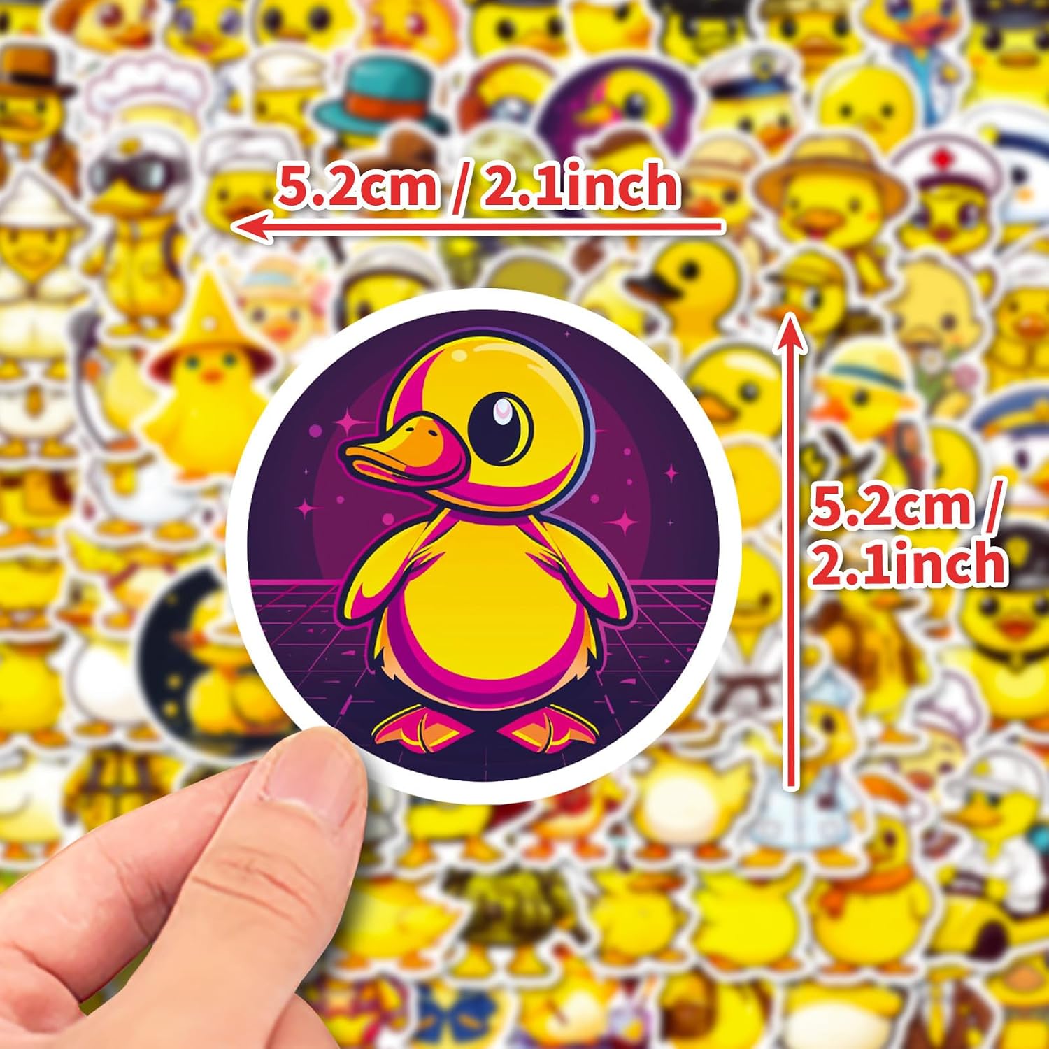 Yellow Duck Stickers, Vinyl Waterproof Decals for Water Bottle, Laptop, Phone Case, Cup, Guitar, Birthday Party Supplies (B-50)