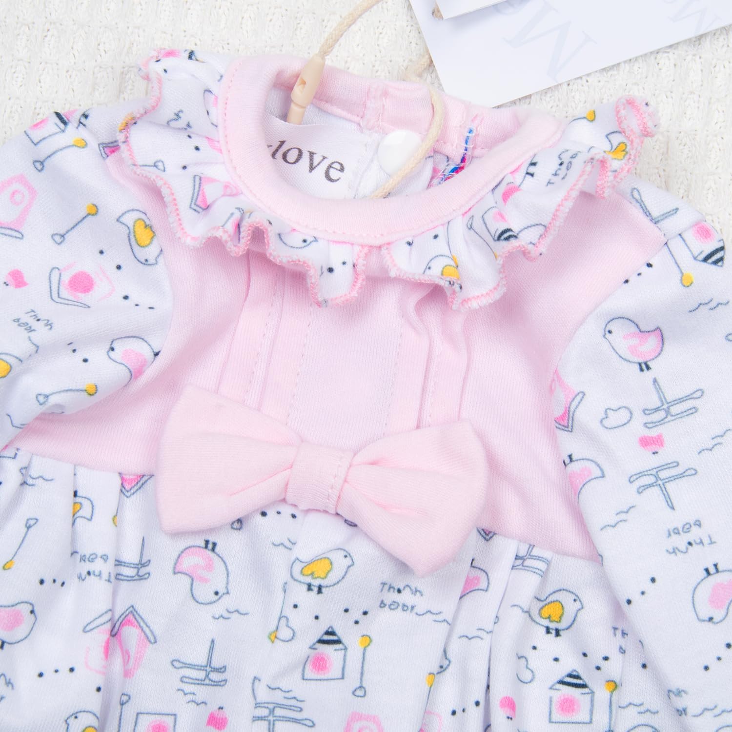 2 muñecas de bebé  Reborn para niñas, ropa de 16 a 18 pulgadas, muñeca recién nacida, traje rosa de 17 pulgadas con estampado de muñeca 5