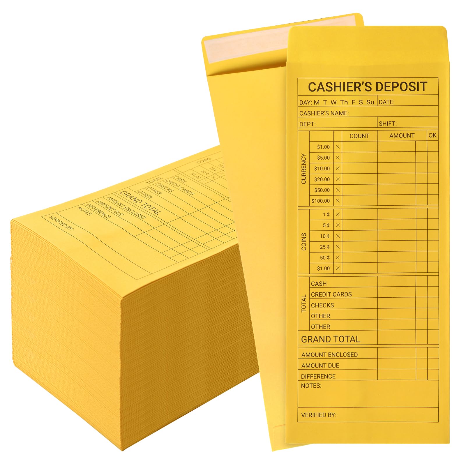 zmybcpack Kassenumschläge, 11,4 x 26,4 cm, Geldumschläge, Kassenumschläge, haftklebend, für Geldaufbewahrung und Budgetierung, 500 Stück