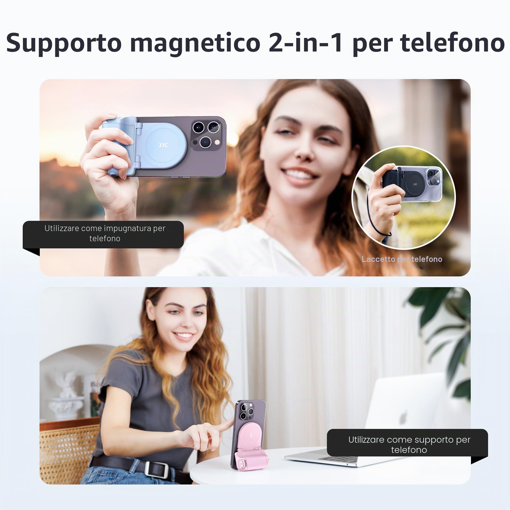 Magnetica Impugnatura Smartphone, Nero Snapgrip Magnetica con Bluetooth Impugnatura Dell'otturatore del Telefono Cellulare con Controllo Bluetooth Compatibile con iPhone per le Riprese Video Tiktok