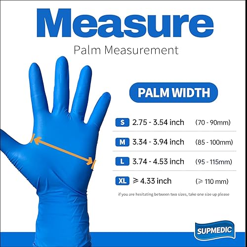 Miniatura 7 de Supmedic Medical Nitrile Exam Gloves, 5 mil Chemo-Rated Powder-Free Food Safe Cleaning Disposable Glove Blue 1001000Pcs