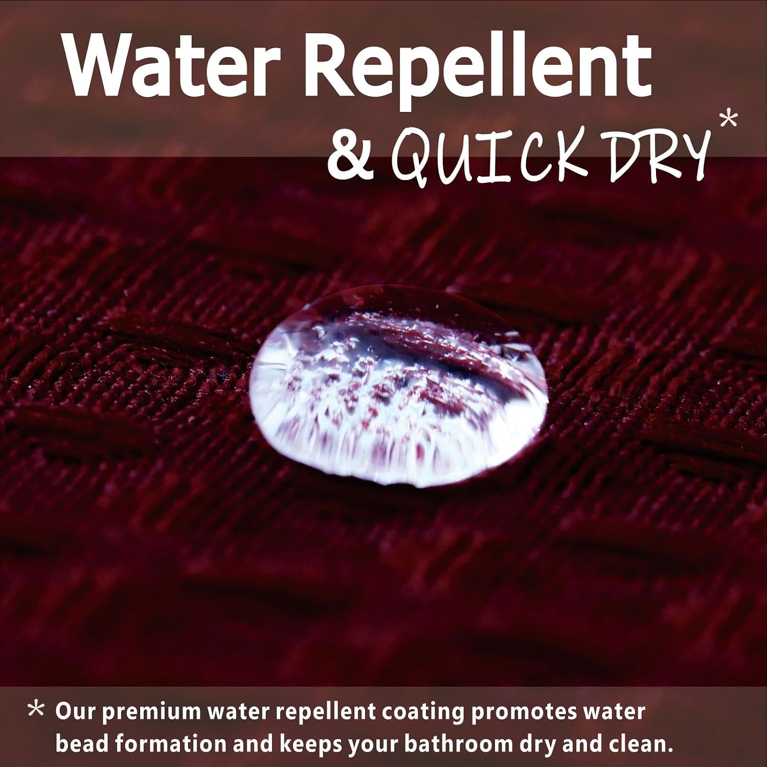 Burgundy Bathroom Shower Curtain: Water Repellent Heavy Duty, 84"Lx72"W