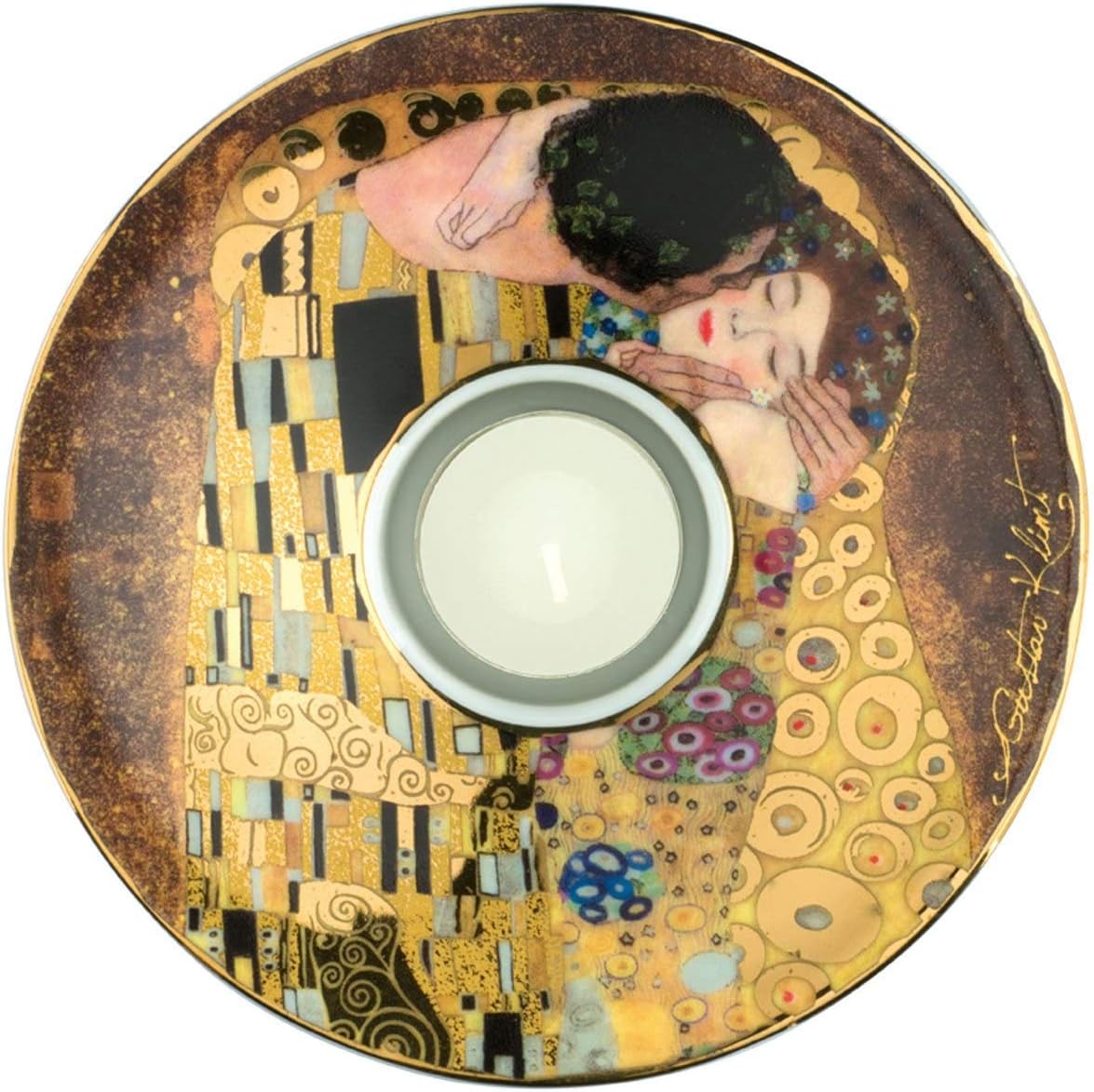 Gustav Klimt The Kiss 15cm Art Light Candle Holder by Goebel 66900564