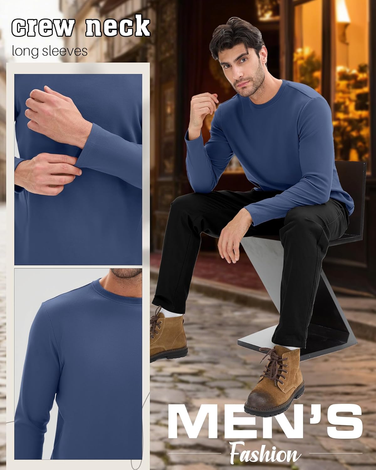 5 Pack Mens Big and Tall Thermal Shirts Fleece Lined Long Sleeve Loose Fit Tops Plus Size Undershirt Multipack - Image 6