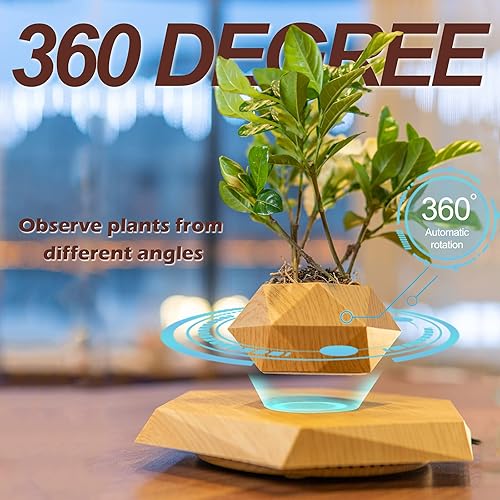 Miniatura 8 de Macetero de levitación para bonsái de aire, mini maceta giratoria de levitación magnética, maceta de suspensión flotante para suculentas, maceta de