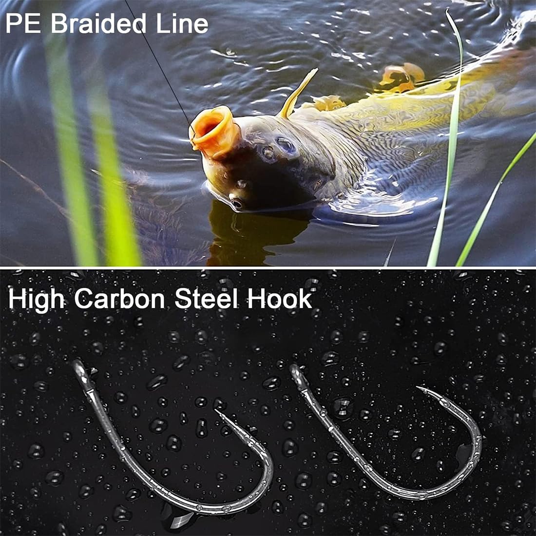 Set de 18 anzuelos para Pesca de Carpas, Aparejos de Pelo, Aparejos boilie con Tapones boilie