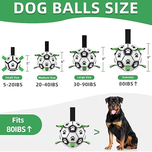 Miniatura 2 de Juguetes para perros, pelota de fútbol extra grande con correas, juguetes interactivos para perros para tira y afloja, regalos de cumpleaños para