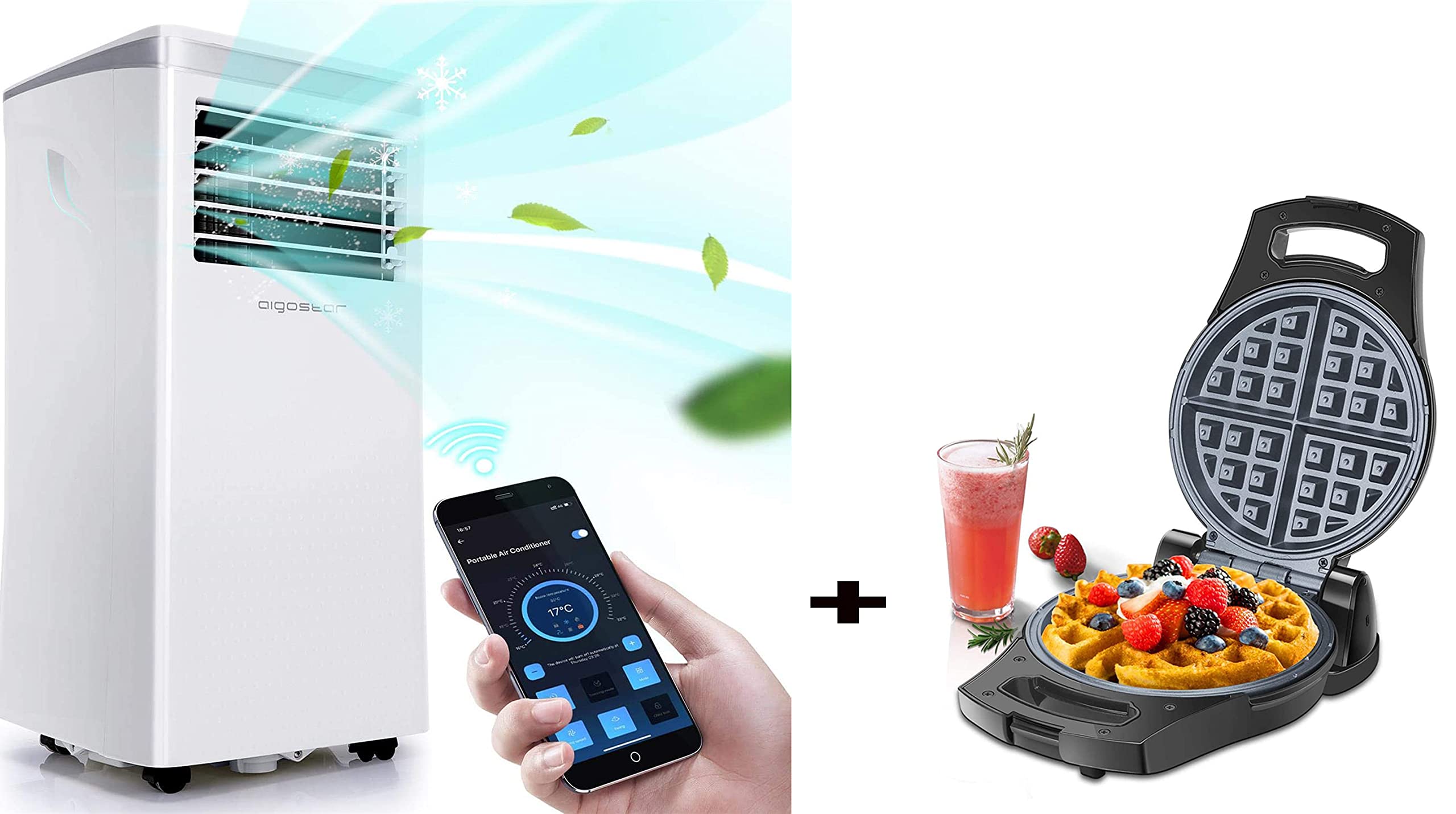 Buy Aigostar 3in1 Portable Air Conditioner + Flip Belgian Waffle