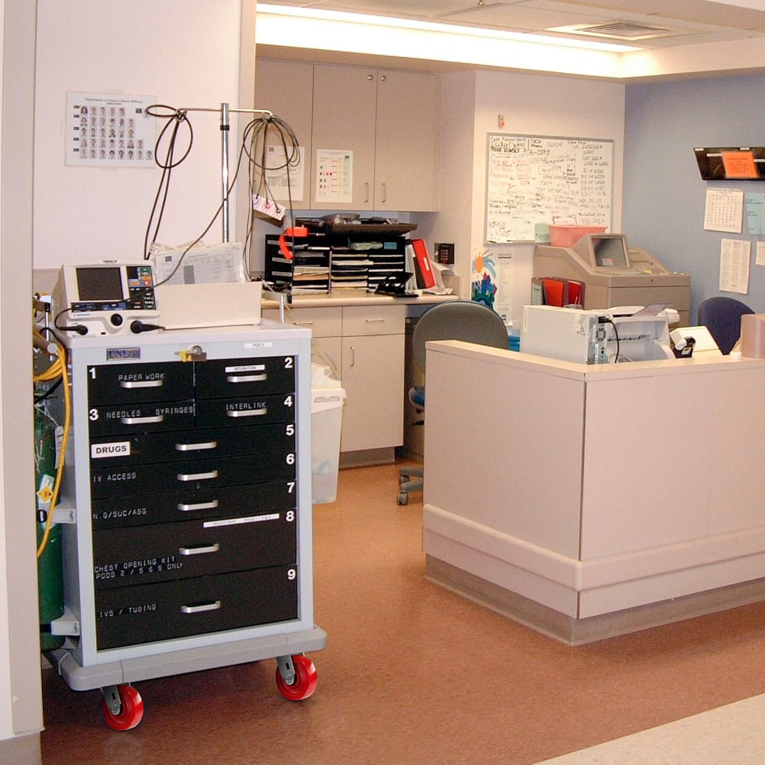 4" x 1-1/2" Industrial Casters, Solid Polyurethane Wheels, Heavy Duty Caster-400LB Capacity, Precision Ball Bearings-1/2" Bore, Replacement Wheel for Tool Box Workbench(4 Pack)(4 Pack)