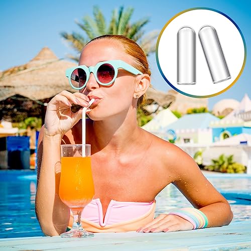 Miniatura 7 de 10 puntas de vidrio para pajillas, tapas transparentes, a prueba de polvo, para varios estilos de pajitas (0.472 pulgadas)