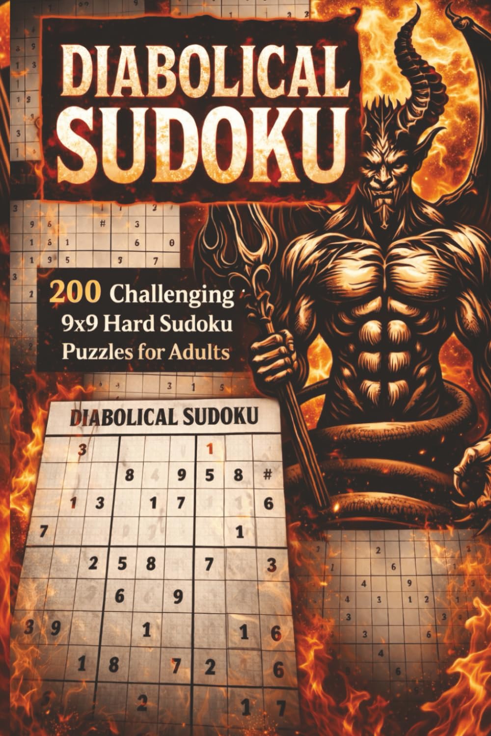 Diabolical Sudoku: 200 Challenging 9x9 Hard Sudoku Puzzles for Adults | 6x9 Inches | Solutions Included