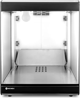 HENDI Máquina calienta nachos,Vitrina expositora calienta nachos, tortillas, palomitas de maíz, 230V, 500W, 400x344x(H)525mm, acero inoxidable 18/0, vidrio templado ahumado, negro