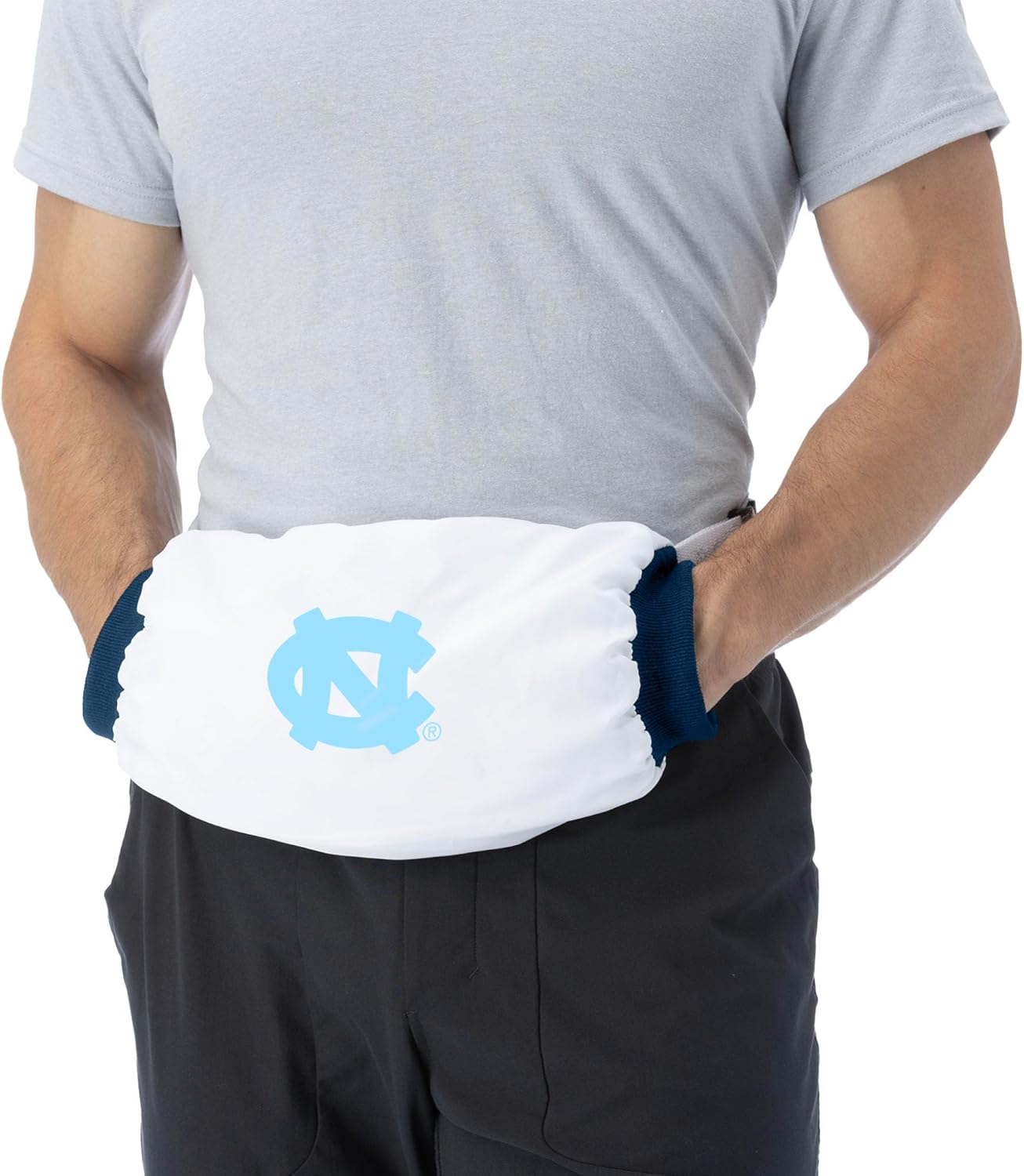 Northwest NCAA North Carolina Tar Heels Hand Warmer with Adjustable Waist Strap, Officially Licensed Cold Weather Hand Muff for College Sports, Outdoor Sports, Insulated Pocket, Polyester, 7 x 15 in