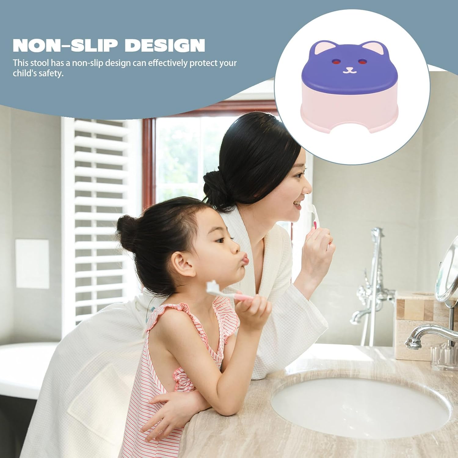 Hemobllo Cartoon Cat Pattern Step Stool Small Plastic Seat Portable Lightweight S Household Stool for Boys and Thickened Non-Slip PP Material and Easy to Carry
