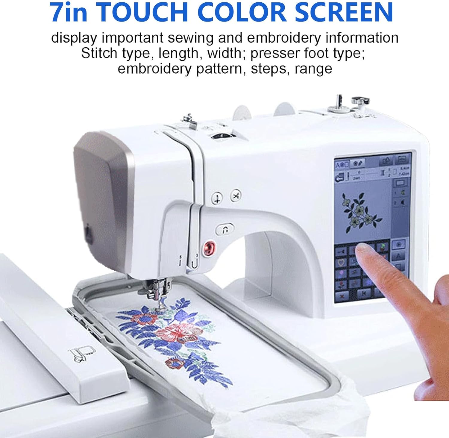 Sewing and Embroidery Machine, Computerized Digital Embroidery Machine, Electric Embroidery Machine, Embroidery Sewing Machine with 7" LCD Screen and USB Port, for Beginners