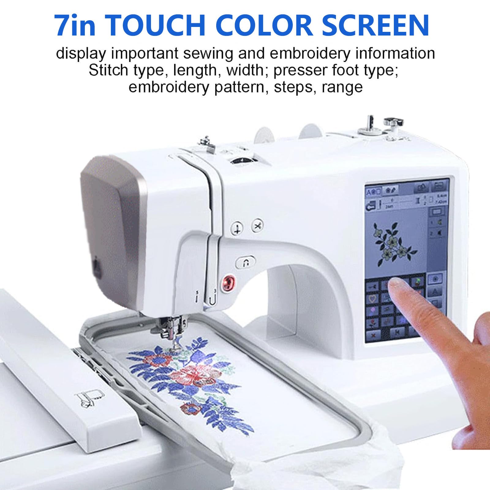 Macchina da Ricamo, Macchina da Cucire Automatica, Macchina da Ricamo Digitale Computerizzata con 150 Disegni Incorporati, Area del Telaio 3,93" X 9,25", Porta USB, 10 Stili di Carattere