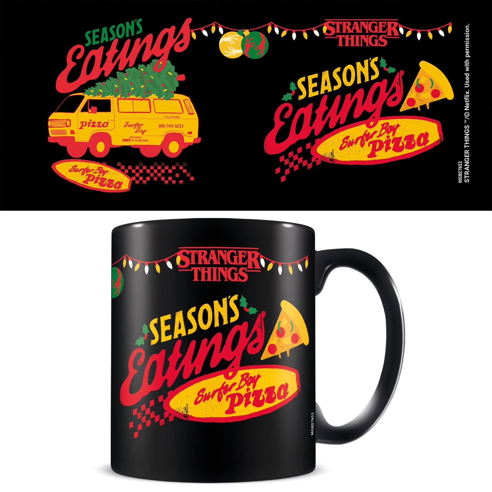 Pyramid International Boys Black Stranger Things Mug (Season's Eatings Design) 11Oz Coffee Mug In Presentation Stranger Things Gift Box - Official Stranger Things Merchandise,