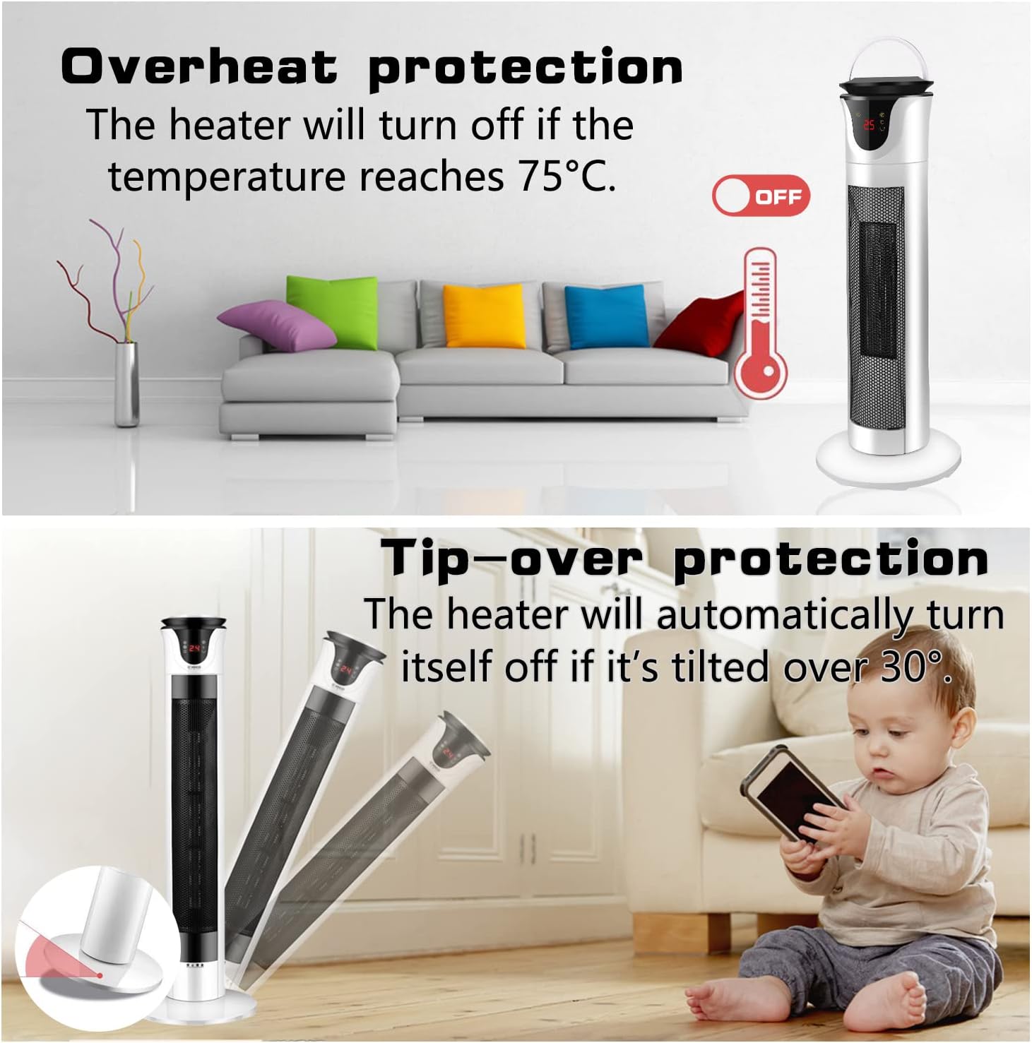 review Electric Space Heater for Large Room Space Heater for Whole Room Heating ,Oscillating, Remote Control, Energy Efficient, Ideal for Personal Home/Livingroom/Bathroom Use