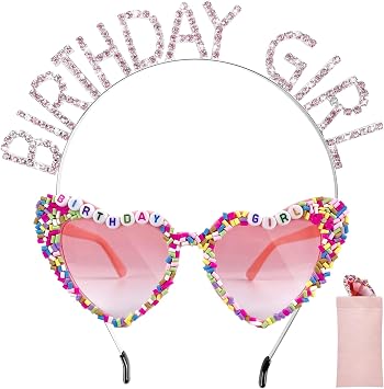 Birthday Sunglasses with Crown, Birthday Glasses Headband Tiara for Women, Gifts Accessories Decorations
