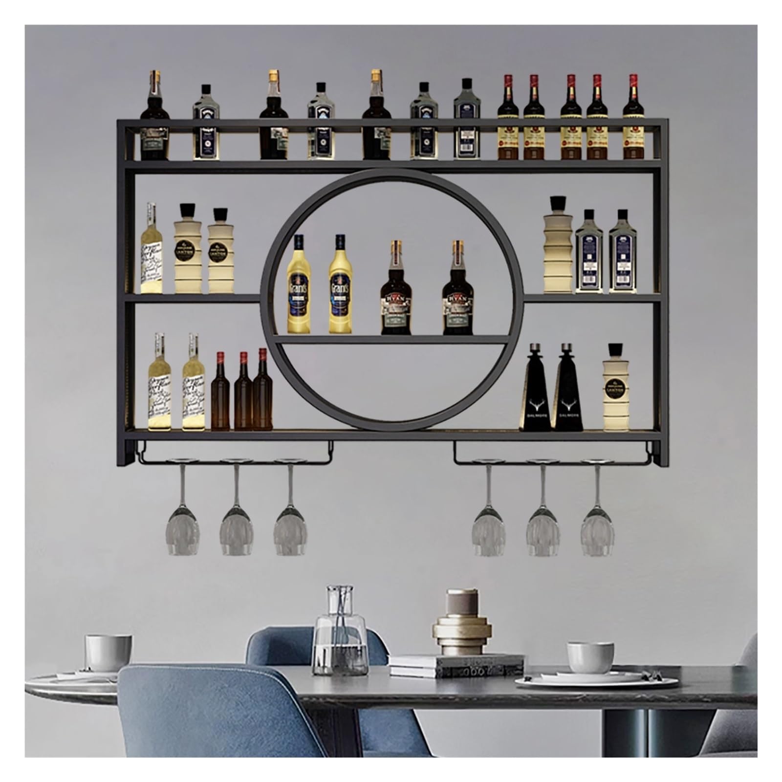 Étagère à vin murale LED pour illuminer vos apéritifs au salon