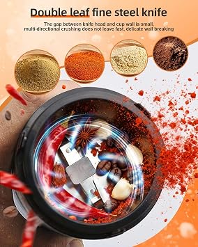 Electric Coffee Grinder, Press-Type Portable Coffee Grinder with Safe 304 Stainless Steel Blades, 150w One-Touch Spice Grinder for Kitchen, Fast Grinding for Coffee Beans, Pepper, Spice, Nuts