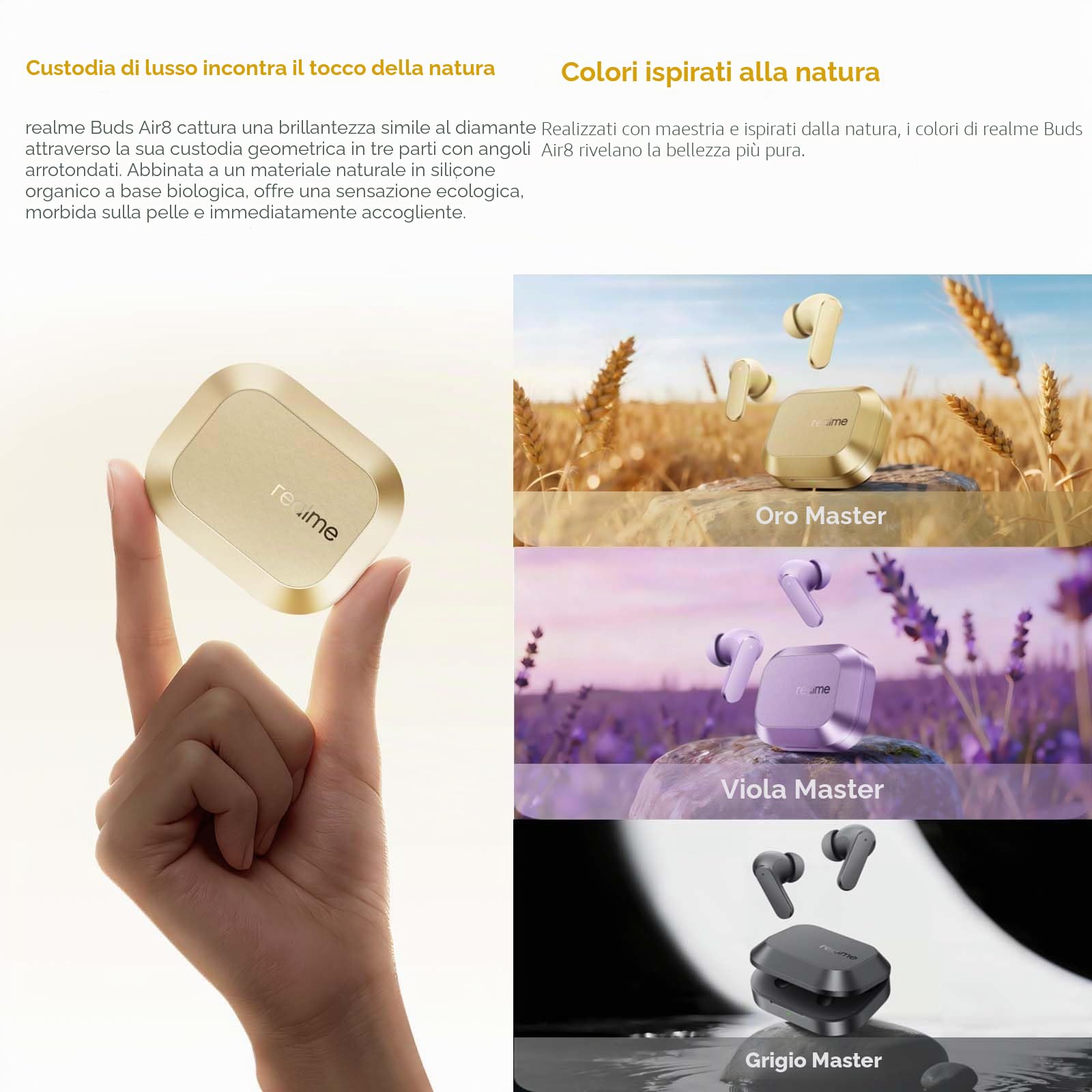 realme Buds Air 8 Auricolari Bluetooth 55dB ANC Adattivo e 58h Autonomia, Cuffie Wireless con 11+6 mm Driver, Ear-by AI Assistente e AI Traduttore, Suono Hi-Res LHDC 5.0, 45ms Bassa Latenza, IP55
