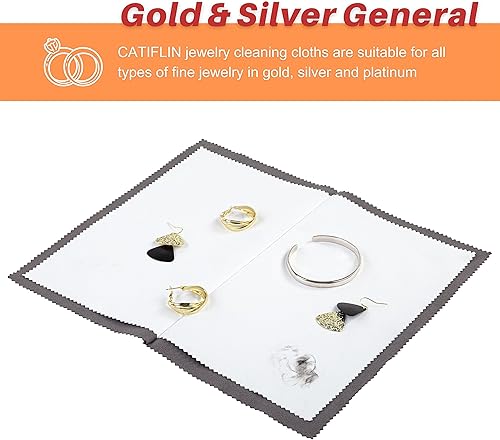 Miniatura 5 de CATIFLIN 3 paños de pulido de plata gris oscuro, paños de limpieza de joyas de 10 x 12 pulgadas para oro, plata, platino, reloj, monedas, removedor