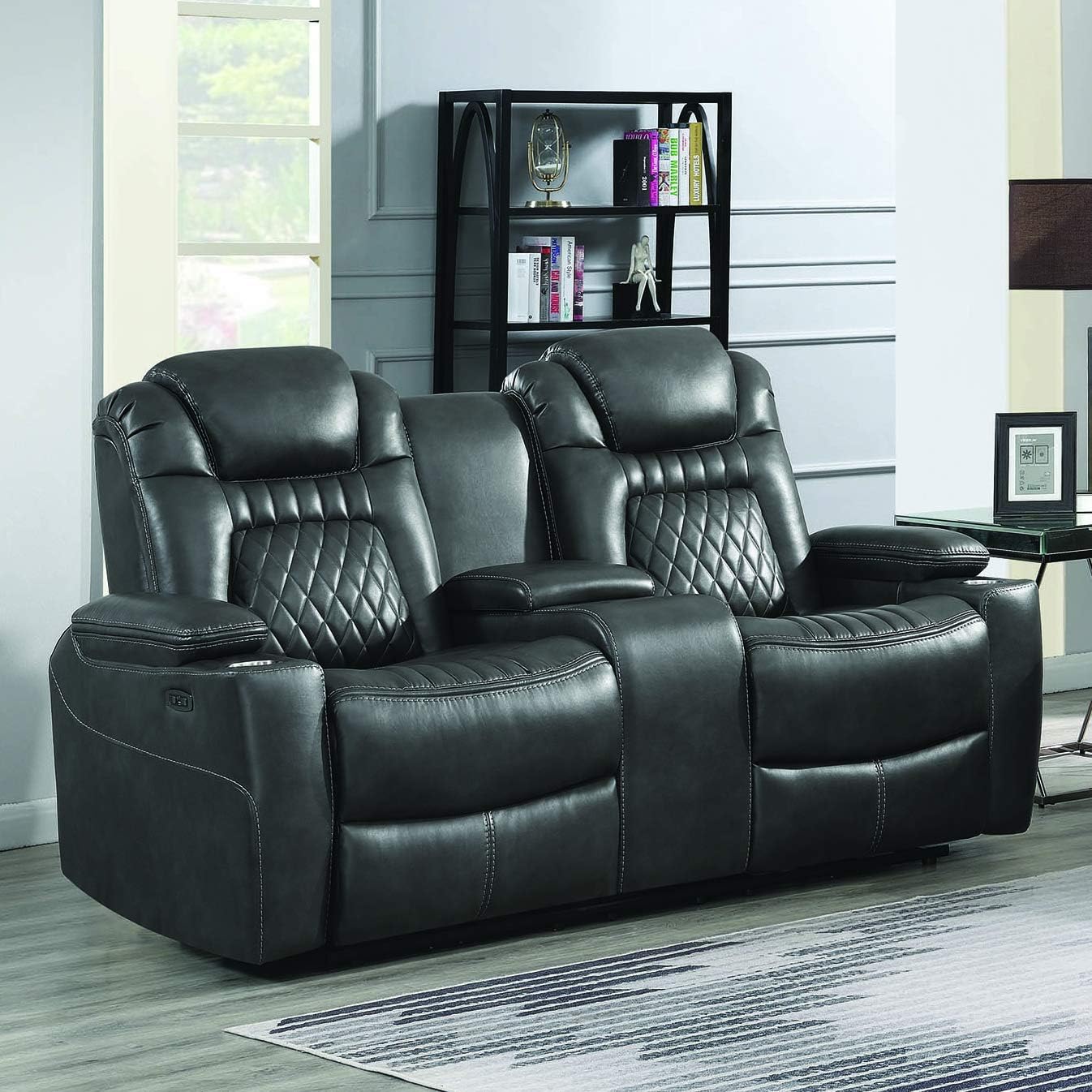 Coaster Home Furnishings Korbach Reclining Seat and Power Headrest Charcoal 3-Piece Living Room Set (603414PP-S3)