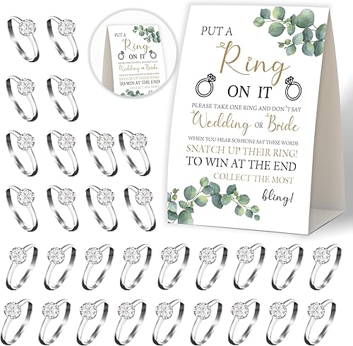 Miniatura 1 de Pon un anillo en él, no digas novia o juego de boda, juegos de despedida de soltera, 50 invitados, despedida de soltera de eucalipto verde, fiesta