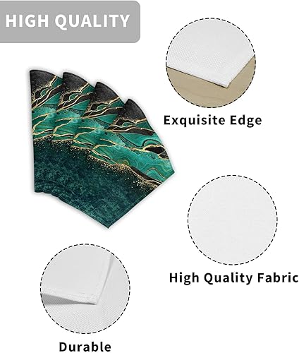 Miniatura 2 de Abstract Black Marble Placemats Table Mats for Dining Table Set of 6, Burlap Cloth Wedge Placemat Cotton Linen Fabric Washable Kitchen Place Mats