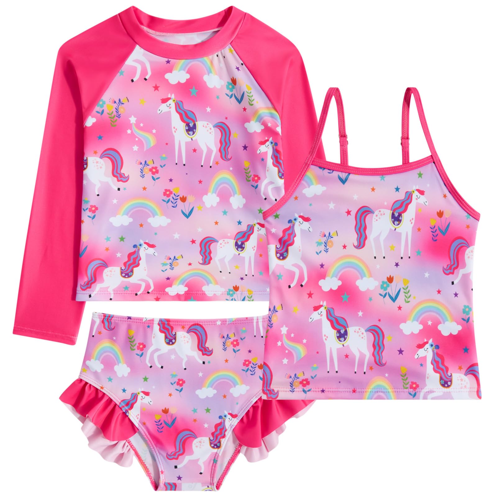 Cheap unicorn rash guard swimsuit Outlet Online Little Girls 2 Piece Unicorn Swimsuit Set Long Sleeve Rash Guard Bathing Suit with UPF 50 Sun Protection Walmart