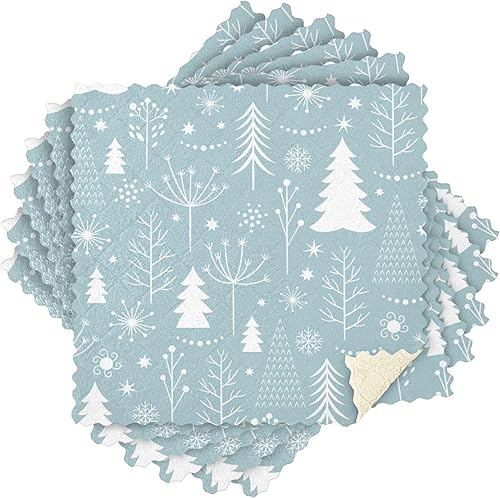 Miniatura 8 de KLL Christmas Tress Blue Microfiber Drying Towel Kitchen Washing Kitchen Tea Towel Kitchen Hand Towels Pattern Terry Cloth Kitchen Hand Towels