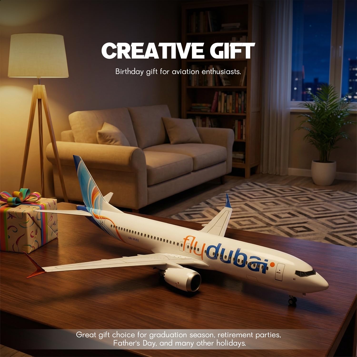 1/85 Dubai 737 Model samolotu ze stojakiem (długość 43 cm) dla Boeing 787, model samolotu z żywicy dla dorosłych, prezent dla fanów lotnictwa, dekoracja