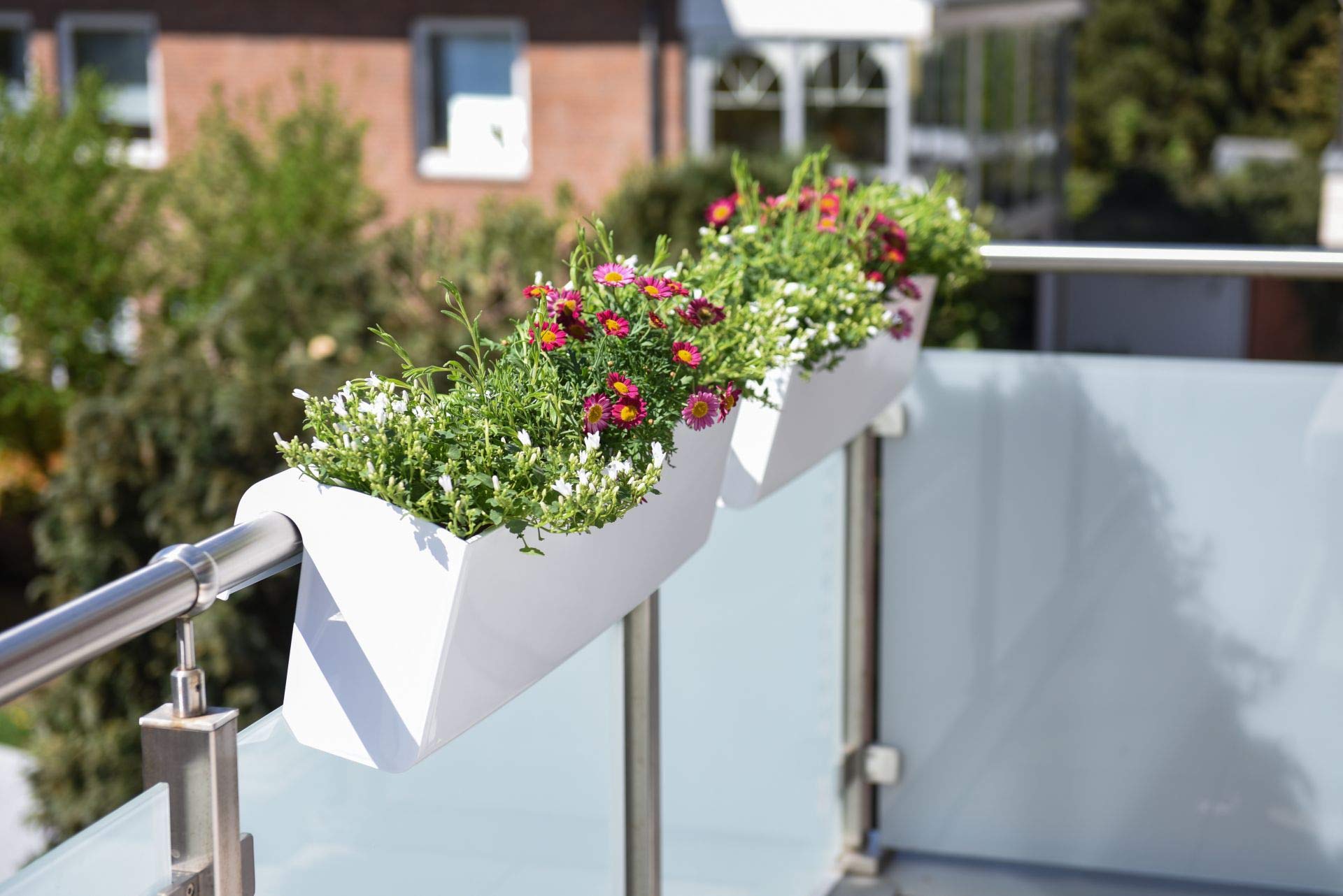 VIVANNO Balconnière avec Support & système d'arrosage BALKONA Classico Blanc 80 cm de Long