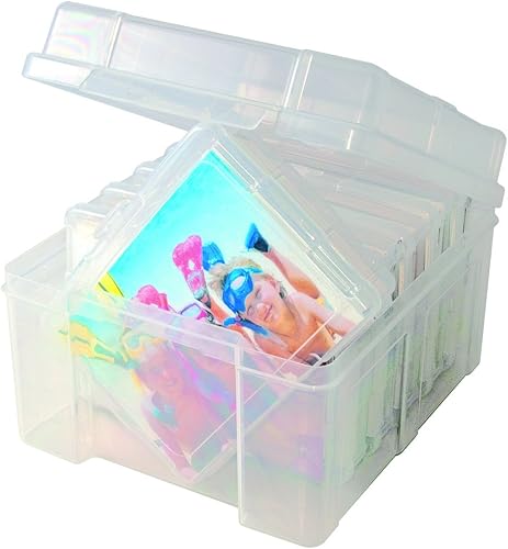 Advantus (61989CT) caja transparente para guardar fotos con 6 compartimiento individuales