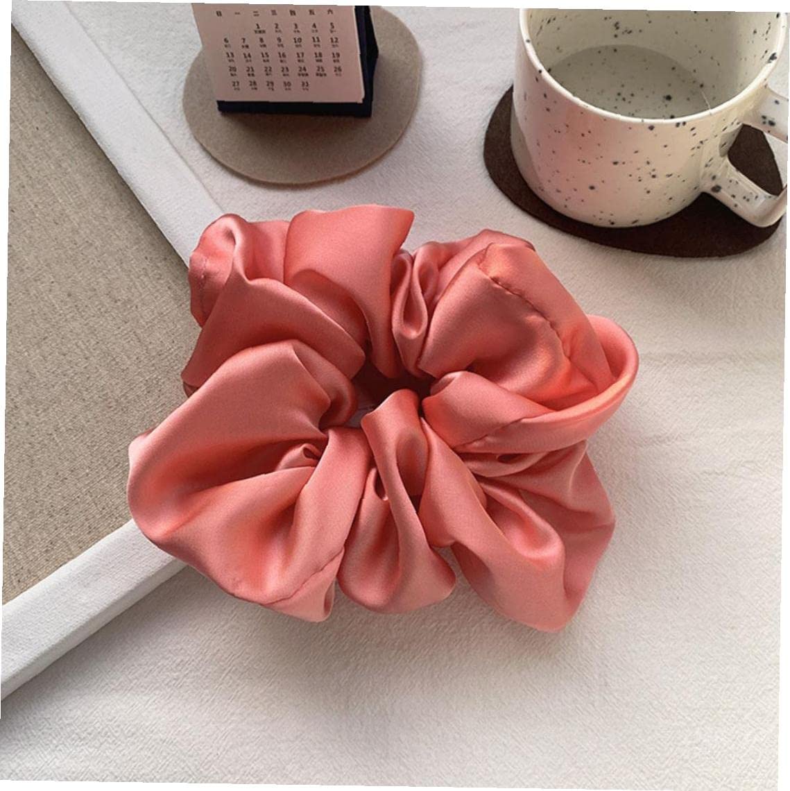 Fashion Scrunchies Ponadgabarytowe gumki do włosów Elastyczne gumki do włosów Girs Kucyk Posiadacze Satin Scrunchie Kobiety Akcesoria do włosów (pomarańczowy)
