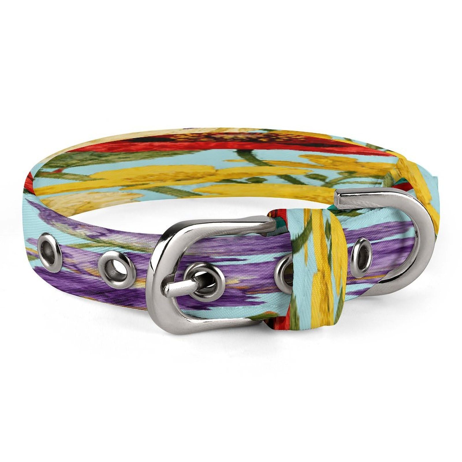 Collar para mascotas con diseño floral ajustable de 7.9-10.4 pulgadas de tela