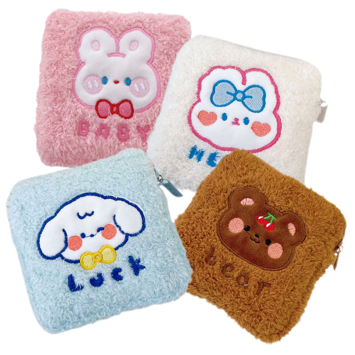 NOLITOY 12piezas Bolsa De Almacenamiento Para Toallas Sanitarias Reutilizables Organizador De Higiene Femenina Bolsa De Viaje Para Menstruación Diseño Bonito De Conejo y Perro Lavable y