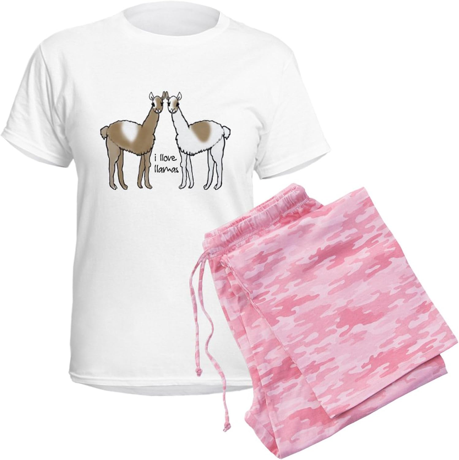 CafePress I Llove Llamas Pajamas Women's Novelty Cotton Pajama Set, Comfortable PJ Sleepwear
