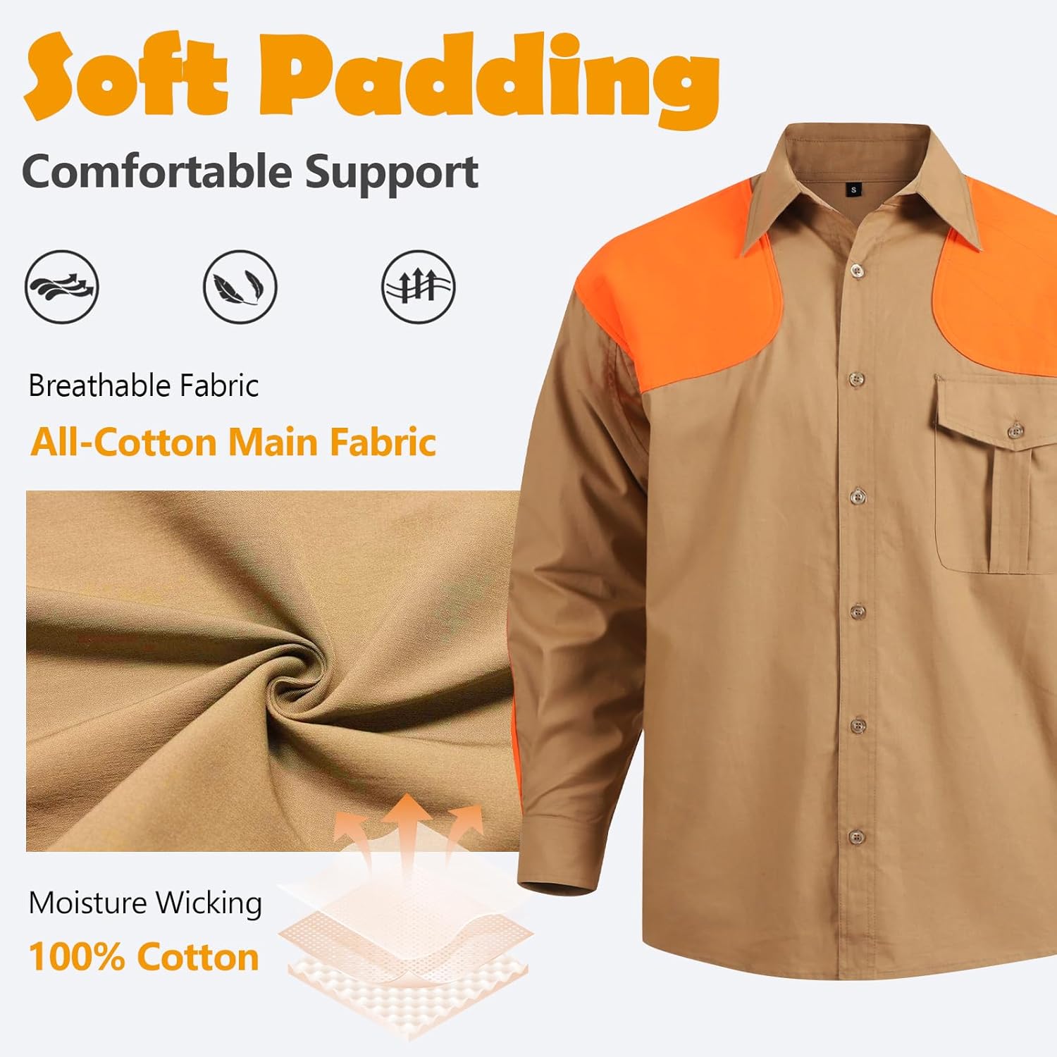 NEW VIEW Men's Upland Hunting Shirt, Pheasant Shooting Shirt Field & Stream, Brown Tactical Shirt, Long Sleeve Hunting Shirt - Image 2