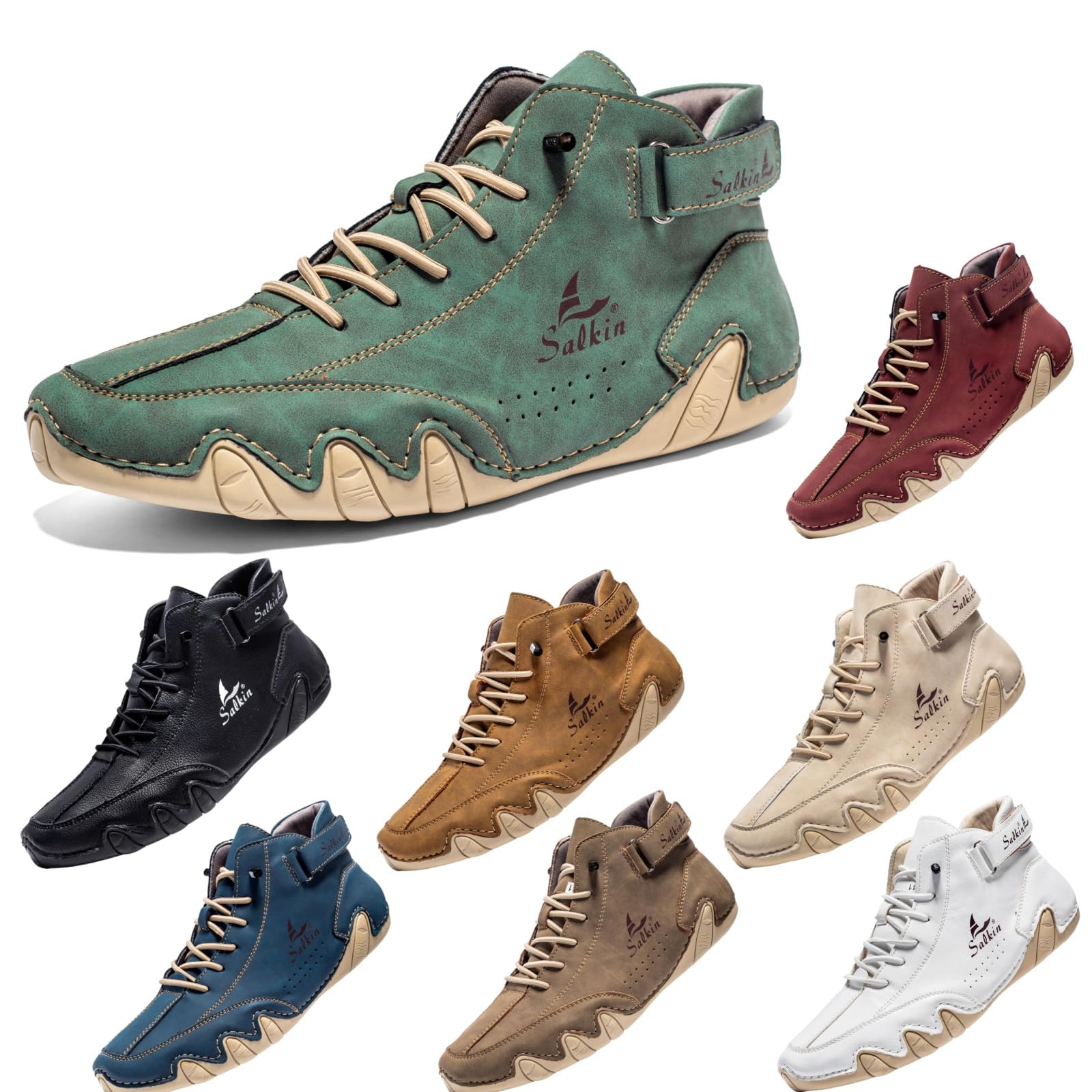 Salkin Barefoot BootsClassic Men’s Outdoor High Boots - Breathable Non-Slip Barefoot Shoes for All-Terrain Walking, Hiking, and Driving - Casual Minimalist Chukka Boots