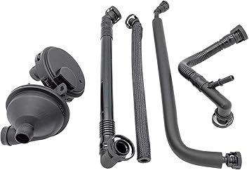PCV Crankcase Vent Valve Breather Hose Kit - BMW E46 CCV, E39, E60-5 Piece Value Kit - Fits 320i, 323i, 325, 325i, 325ci, 328i, 330i, 330ci, 330xi, 525i, 528i - Crank Case Ventilation Oil Separator