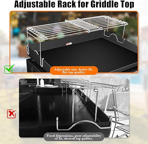 Miniatura 4 de GRISUN Rejilla de calentamiento para parrilla Blackstone de 2217 pulgadas, ajustable, accesorio de clip, accesorios de parrilla Blackstone, estante